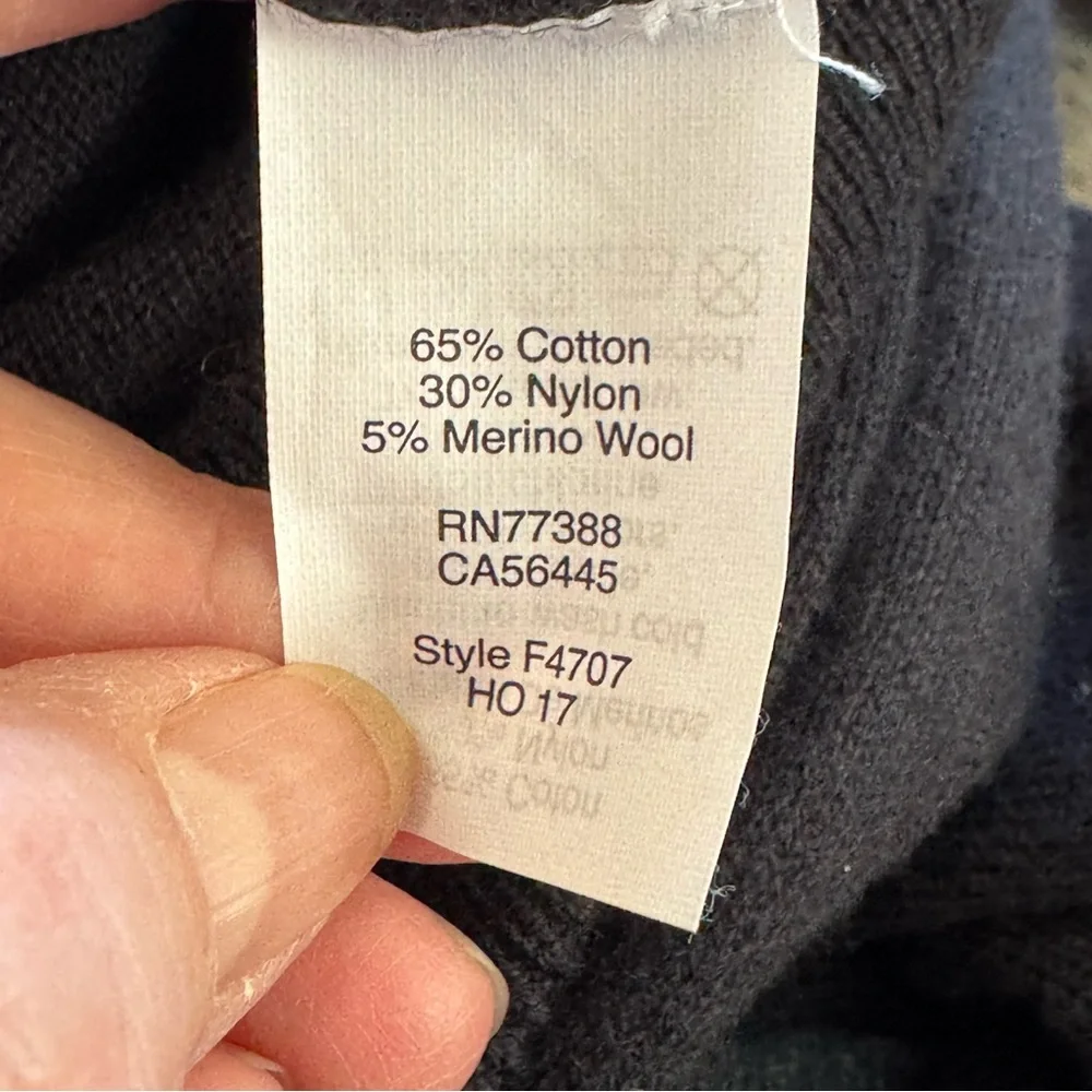 J Crew Fact Large Black Harbor Cotton Cotton/Nylon/Merino Wool Crew Neck Sweater